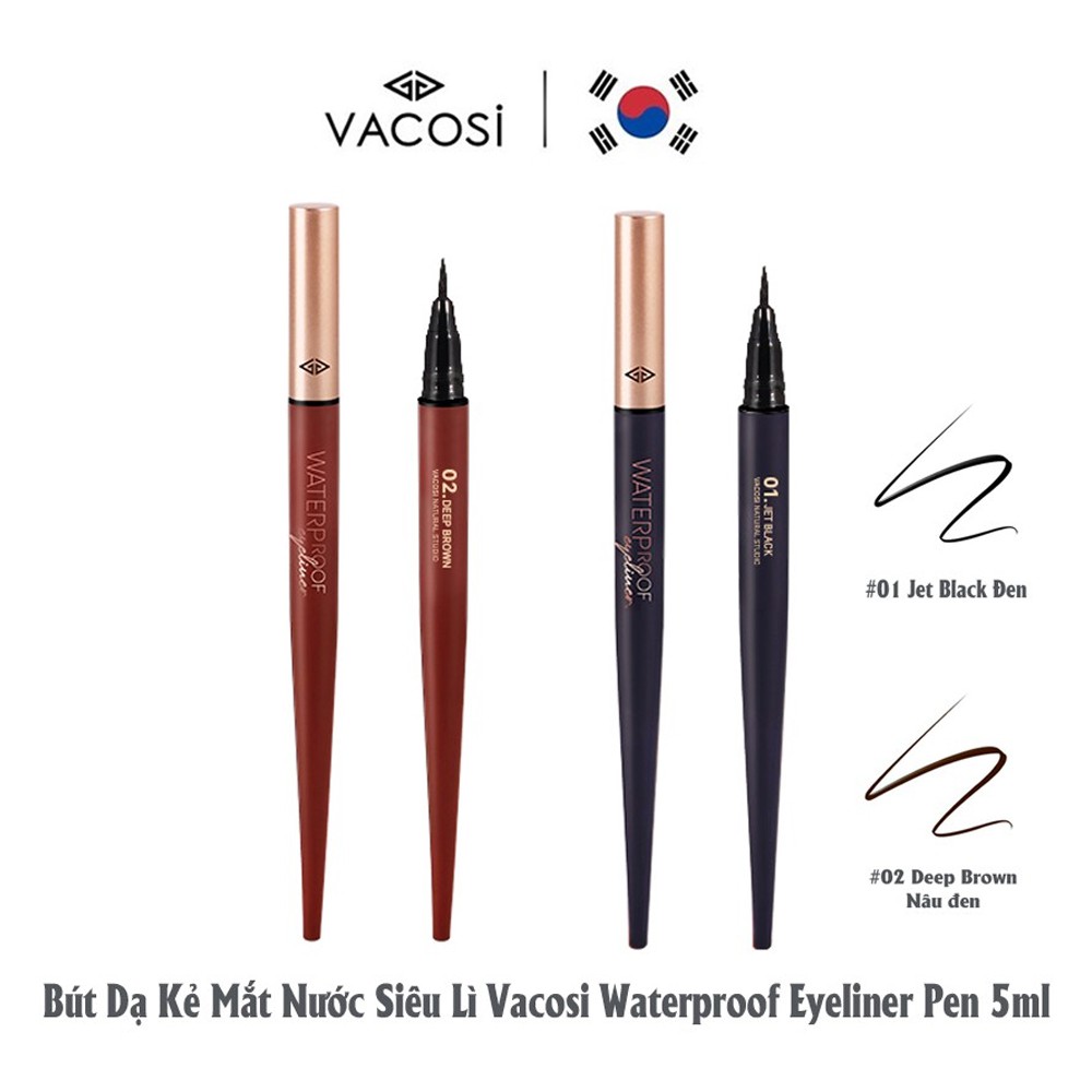 Bút Dạ Kẻ Mắt Nước Vacosi Waterproof Eyeliner Pen 5ml