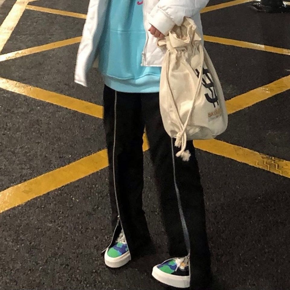 quần ống rộng Lưng Cao Phối Khóa Kéo Phong Cách Hàn Quốc Cho Nữ | BigBuy360 - bigbuy360.vn