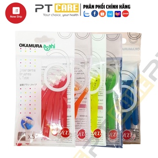 PT CARE | Combo 5 gói Bàn Chải Kẽ Răng dạng L nhiều size Okamura Asahi cho người niềng răng