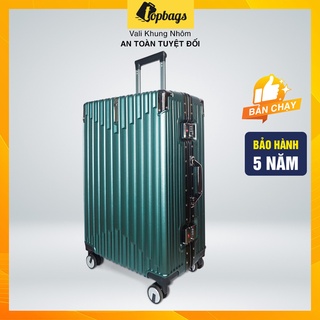 Vali khoá sập KN036 size 24 màu xanh rêu - Vali khóa khung cao cấp, bảo hành 5 năm