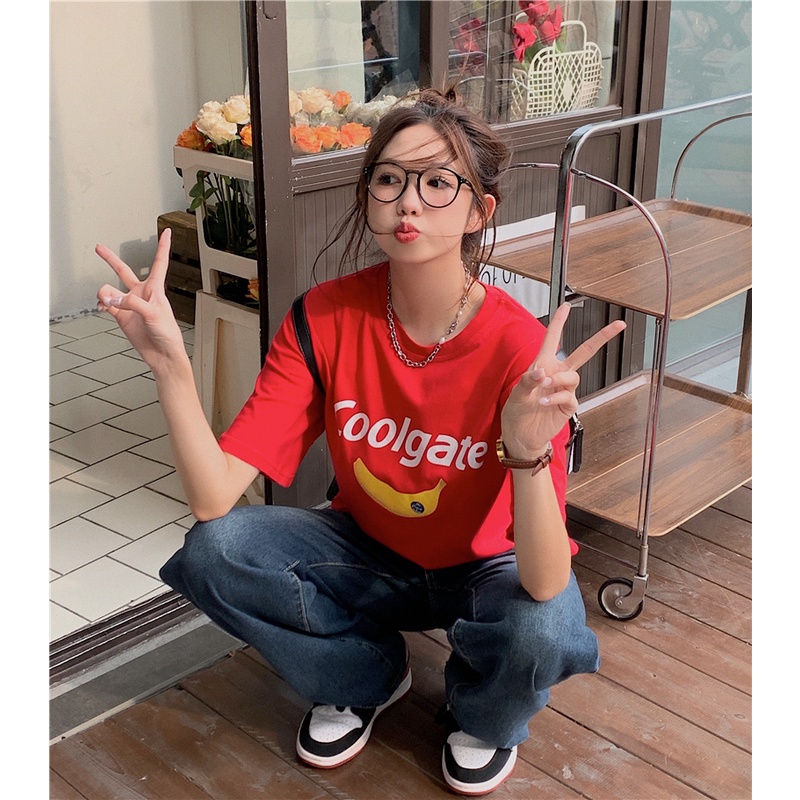 NRVP Áo Thun Nữ Oversize Cổ Tròn Thời Trang Hàn Quốc