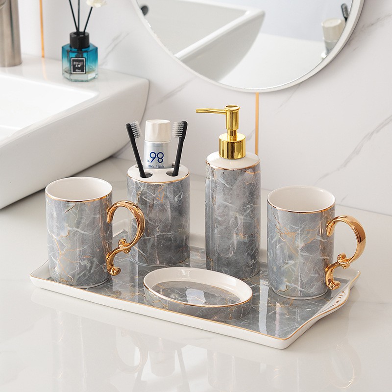 Bộ Sứ Nhà Tắm VESACS Sang Trọng Cao Cấp Bộ Gồm 6 Món - Ceramic Tinh Hoa