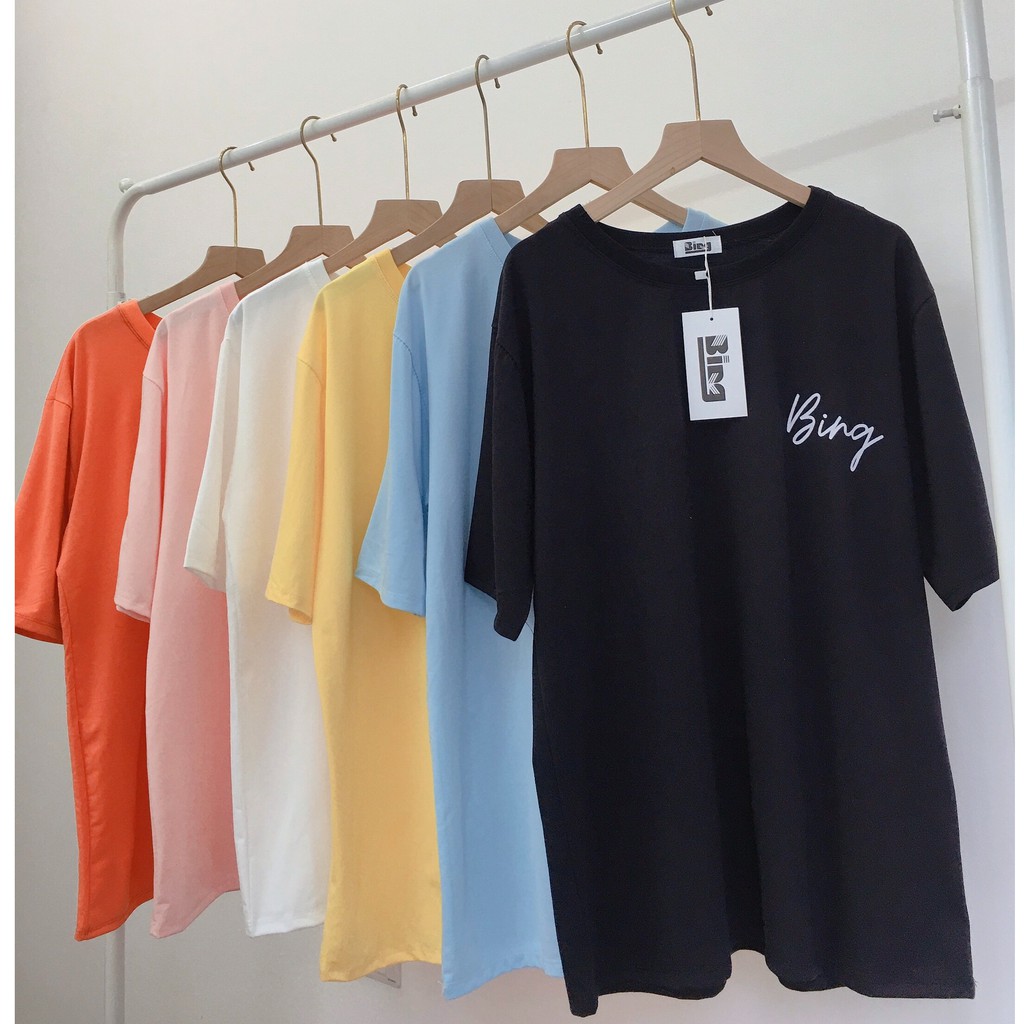 Áo thun tay lỡ Bingshop form rộng nhiều màu freeship
