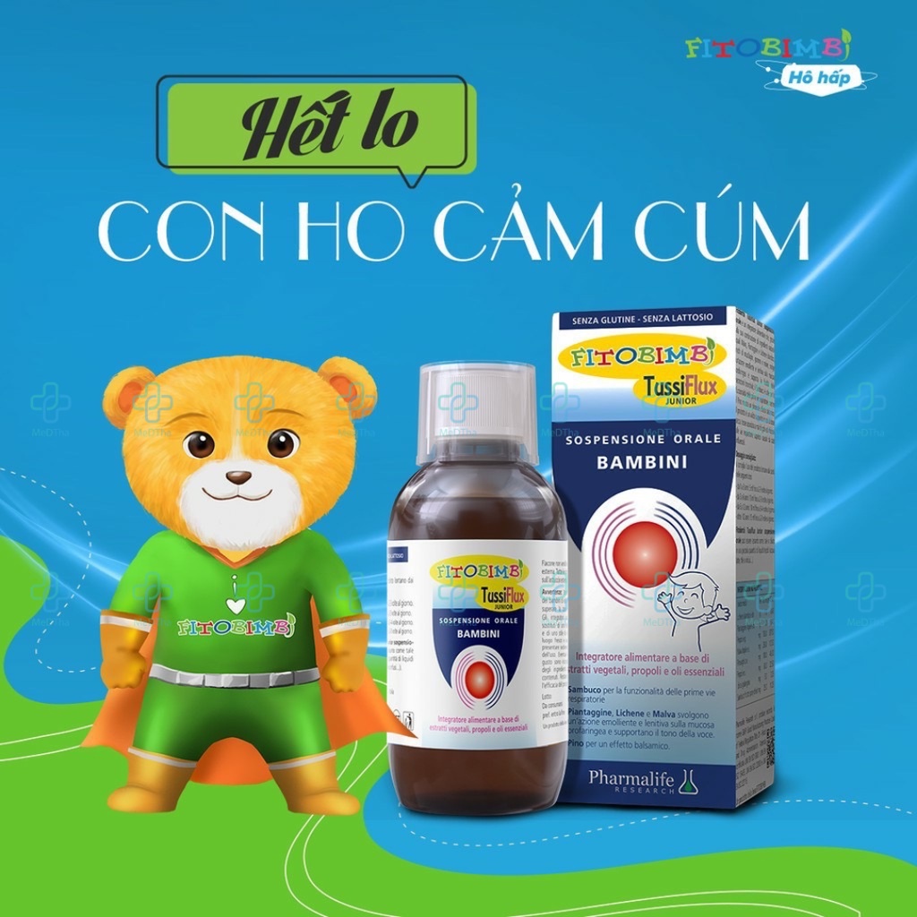 Siro Ho Cho Bé Fitobimbi Tussiflux Junior - Giảm Ho, Long Đờm, Tăng Sức Đề Kháng, Miễn Dịch (Lọ 200ml) [Chính Hãng]