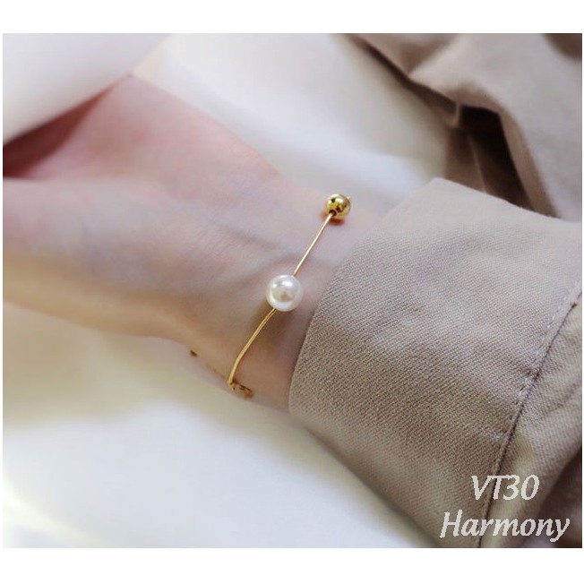 Vòng tay, lắc tay nữ mạ vàng ngọc trai nhân tạo sang chảnh VT30| BẠC 925 CAO CẤP MẠ VÀNG Trang sức Harmony