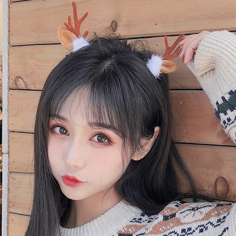 Cặp kẹp tóc hình sừng tuần lộc thời trang cho giáng sinh