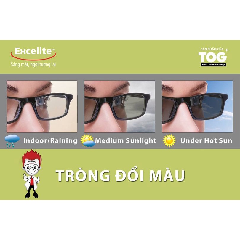 Tròng Kính Đổi Màu Cận Viễn Loạn Thái TOG Excelite VV 1.56 PGS Zaphire-Sx