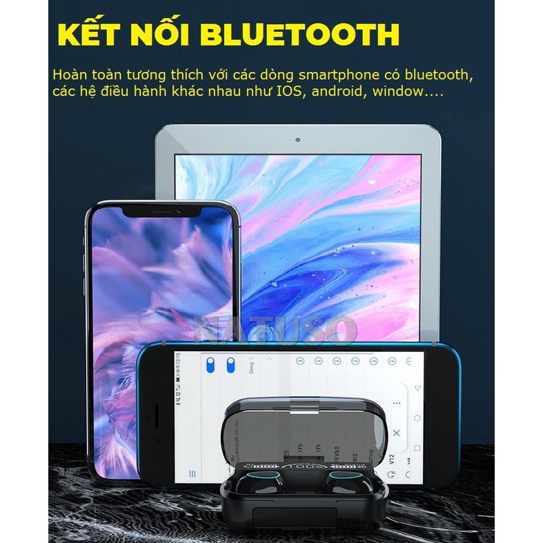 Tai nghe bluetooth không dây Natuso M10 Pro tws v5.1 nút cảm ứng nghe nhạc hay bass mạnh giá rẻ