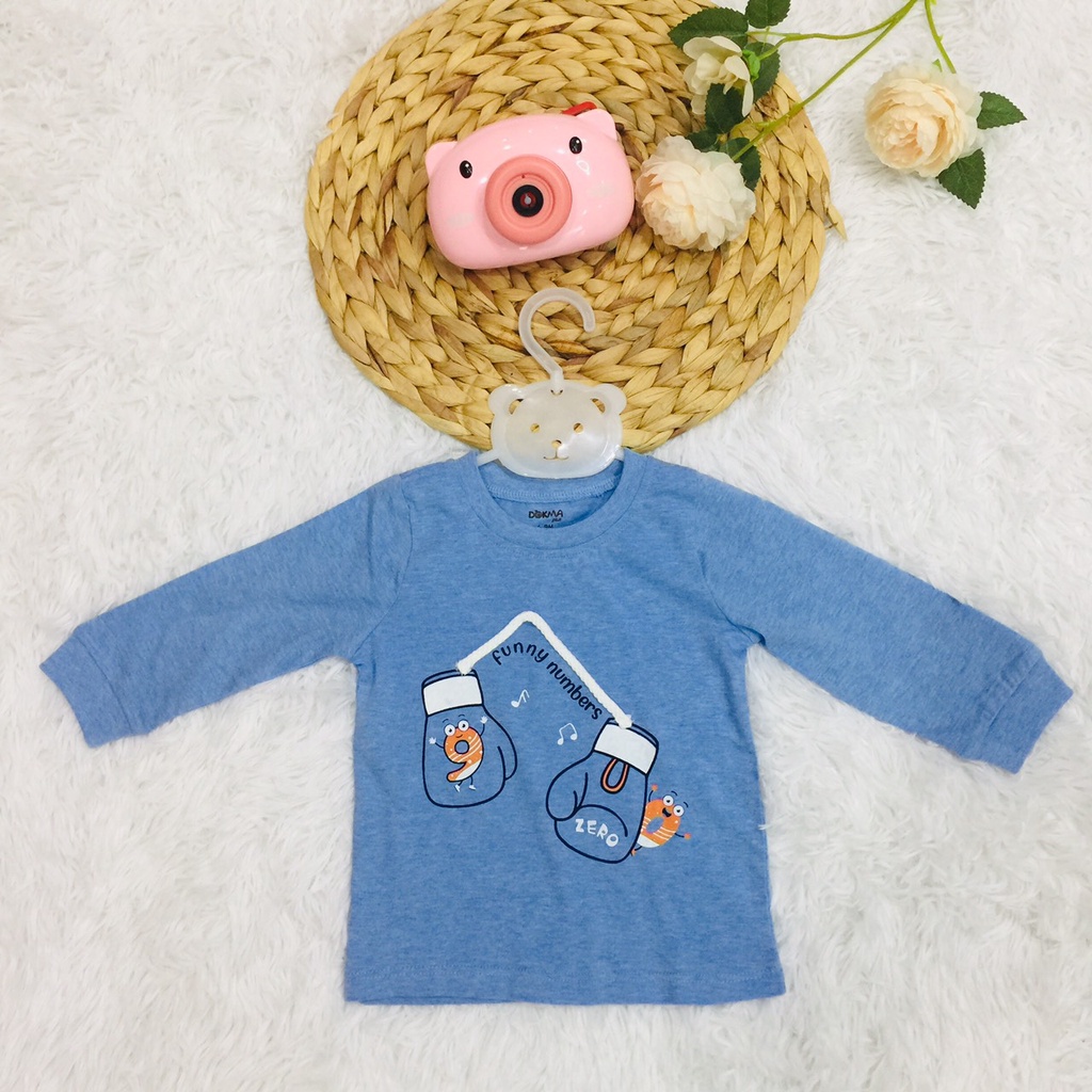 Áo thun dài tay thu đông vải cotton cho bé trai bé gái Dokma sale size 6M-24M DA256 Lamiha