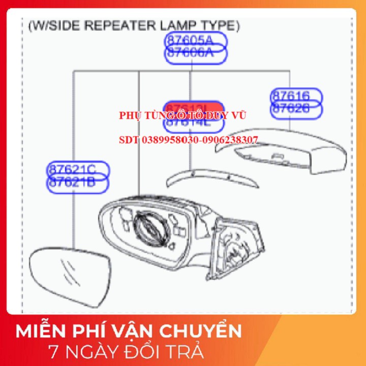 ĐÈN xi nhan gương hyundai elantra đời 2016-2020 | 87624F2000 | 87614F2000