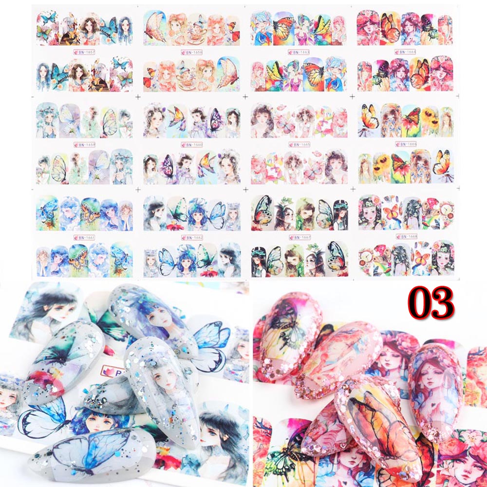 Miếng Dán Trang Trí Móng Tay Nghệ Thuật Họa Tiết Dễ Thương