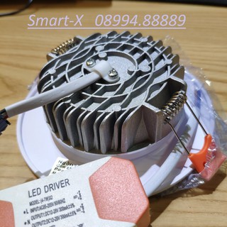 Đèn led âm trần tản nhiệt đế đúc 7W phi 90 3 màu 3 chế độ lắp trần nhựa , thạch cao , gỗ , bê tông