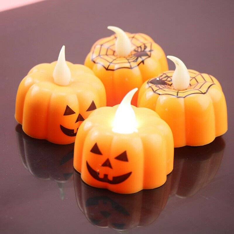 Đèn LED nến không lửa trang trí Halloween hình quả bí ngô