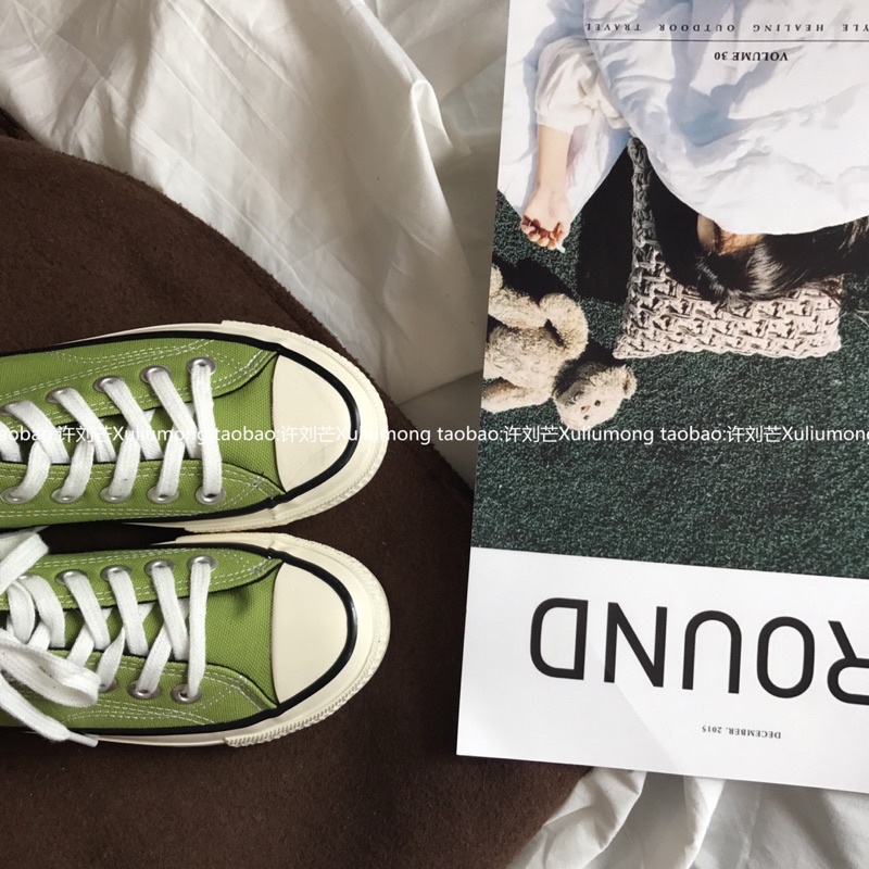 Giày Dây Dáng Convers Màu Xanh Lá Cây Phong Cách Nhẹ Nhàng Có Size Nam