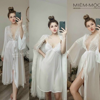 Sét đầm ngủ ren cao cấp ,váy ngủ có đệm kèm choàng lụa phối ren siêu quyến rũ cho các nàng từ 40-56kg.