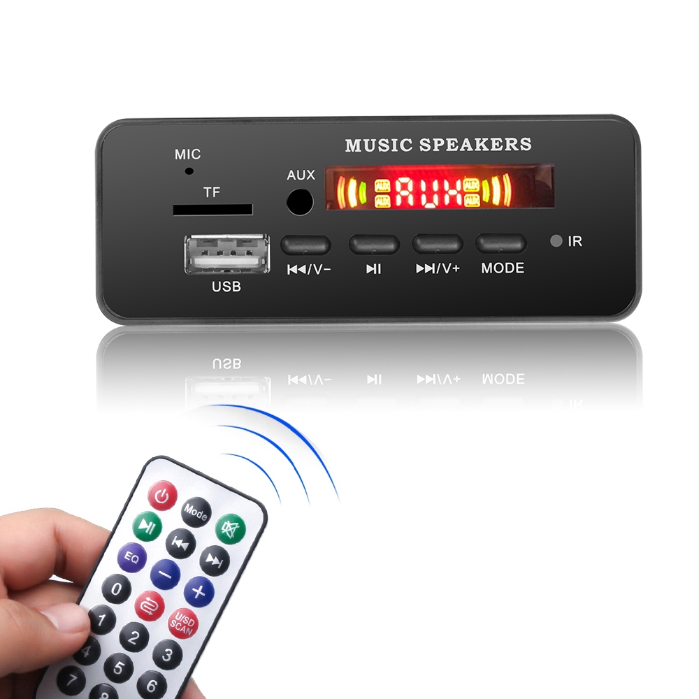 Bảng giải mã DC 12V Bluetooth MP3 WMA USB TF FM AUX có màn hình màu ghi âm rảnh tay