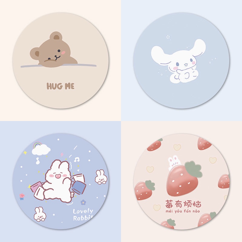 Tấm Lót Chuột Và Bàn Phím Chống Trượt Hình Tròn Họa Tiết Hoạt Hình Dễ Thương