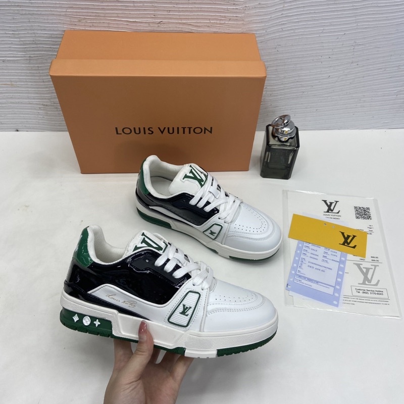Giày thể thao lv trắng gót pha màu xanh phối đen fullbox