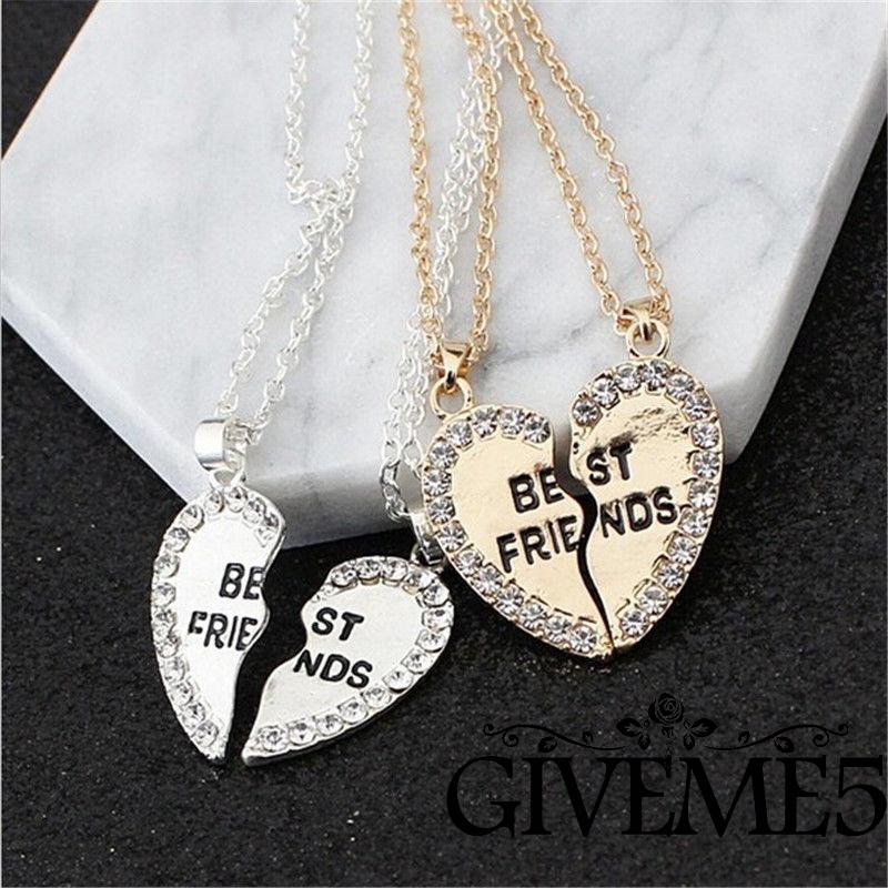 Dây chuyền tình bạn mặt trái tim đôi khắc chữ Best Friend Forever đính đá
