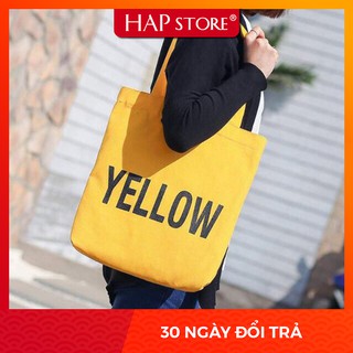 Túi tote vải Canvas  ⚡ FREESHIP ⚡ Túi canvas màu vàng trơn chữ YELLOW style Hàn Quốc - HAP Store