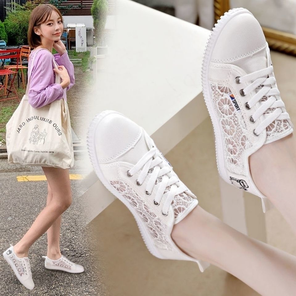 Giày Thể Thao Đế Bằng Siêu Nhẹ Phối Lưới Thoáng Khí Thời Trang Xuân Hè 2022 Mới Cho Nữ