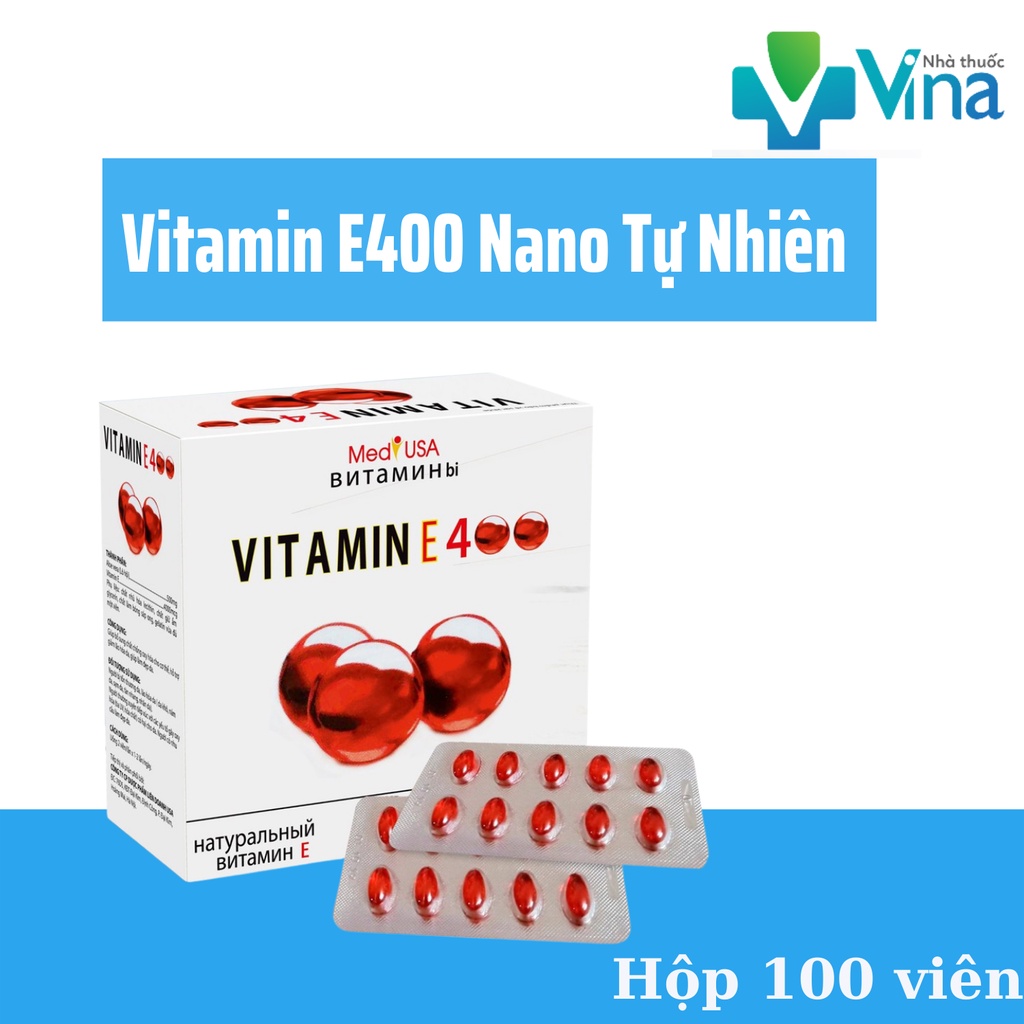 Viên Uống Vitamin E400 Đỏ Đẹp Da, Sáng Da,Mờ Thâm- Hộp 100 viên nang mềm