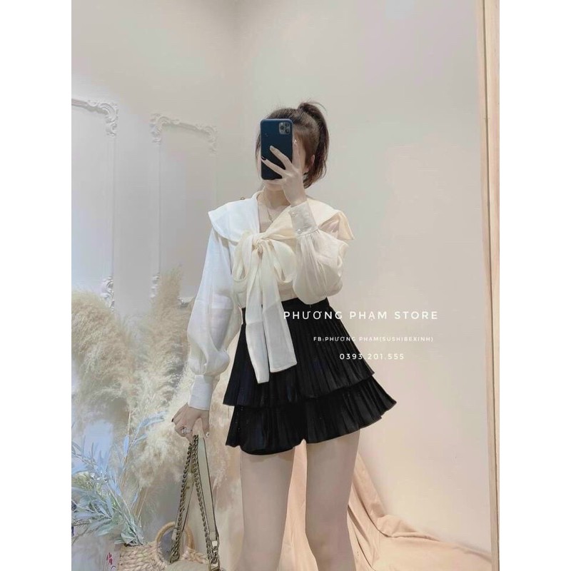 Áo sơ mi thuỷ thủ voan tơ cực xinh [HOT NHẤT] chất siêu xịn