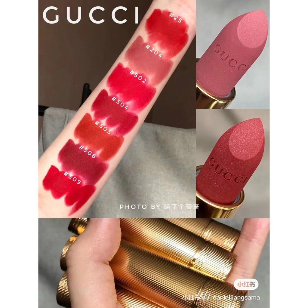Son sáp lì Gucci thỏi vàng kim hoạ tiết hoa màu 25#204#208#308#502#504#505 tuỳ chọn