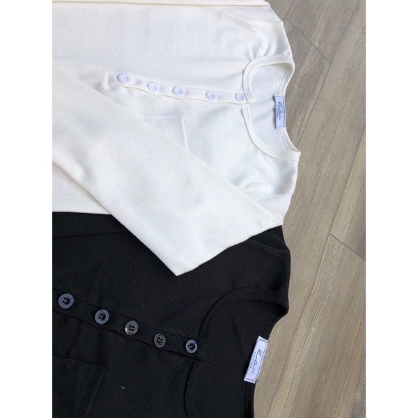 Áo TAY DÀI NÚT CÀI PHỐI TÚI vạt bầu hình thật