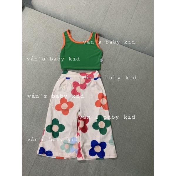 Set áo ba lỗ quần hoa  bé gái