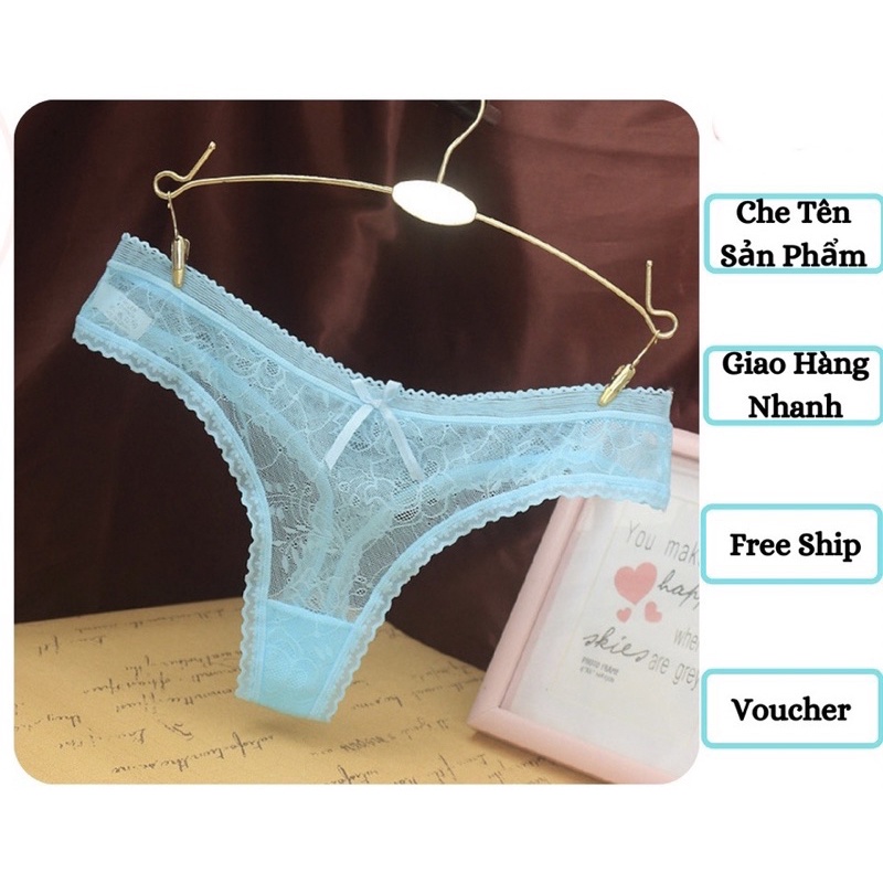 Quần lọt khe nữ Lưới xuyên Thấu không nơ - Quần lọt khe Lưới viền Ren không nơ Siêu Sexy