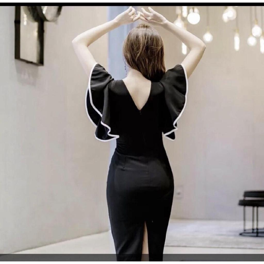 [HCM]Đầm body tay bèo trắng