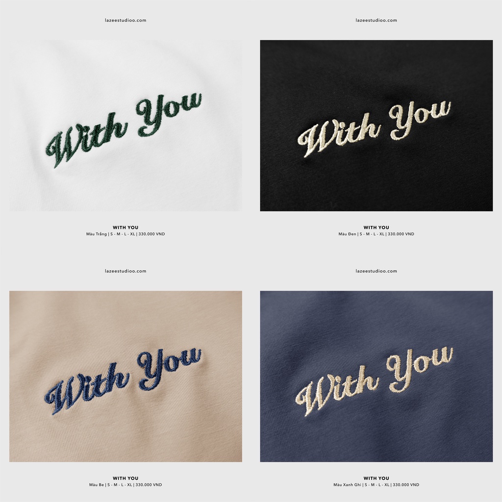 Áo thun - WITH YOU | LAZEE STUDIOO | Be - Xanh Ghi - Xanh Lá - Trắng - Đen | Form Regular
