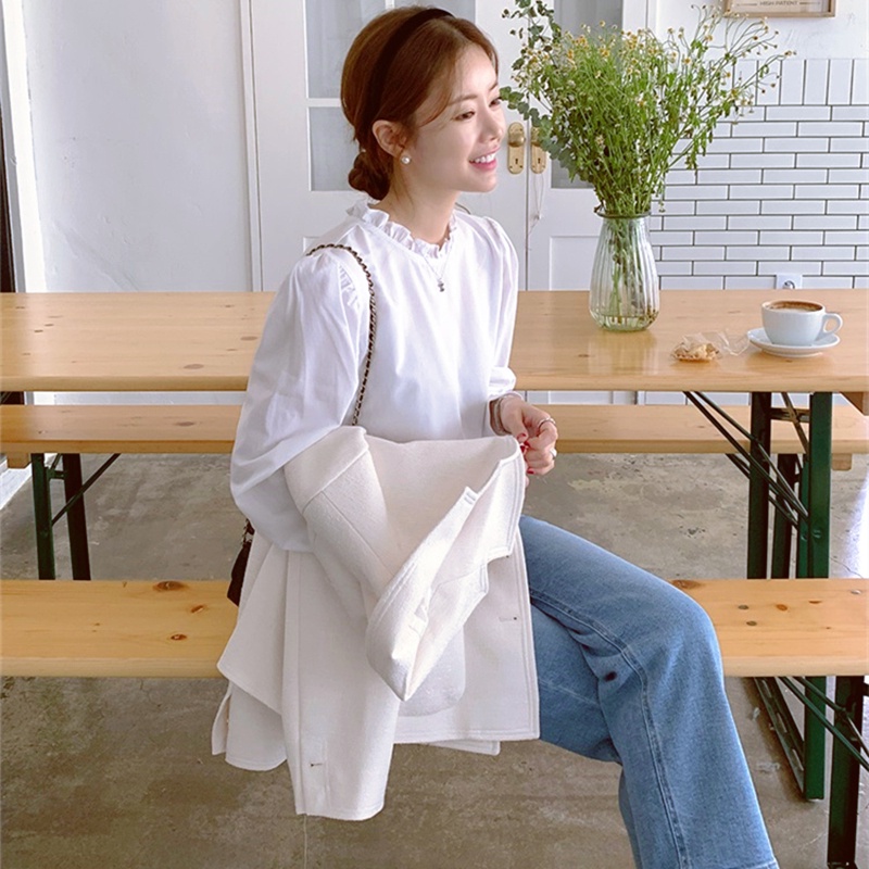 Áo sơ mi SUXI tay dài dáng rộng màu sắc đơn giản phong cách vintage Hàn Quốc