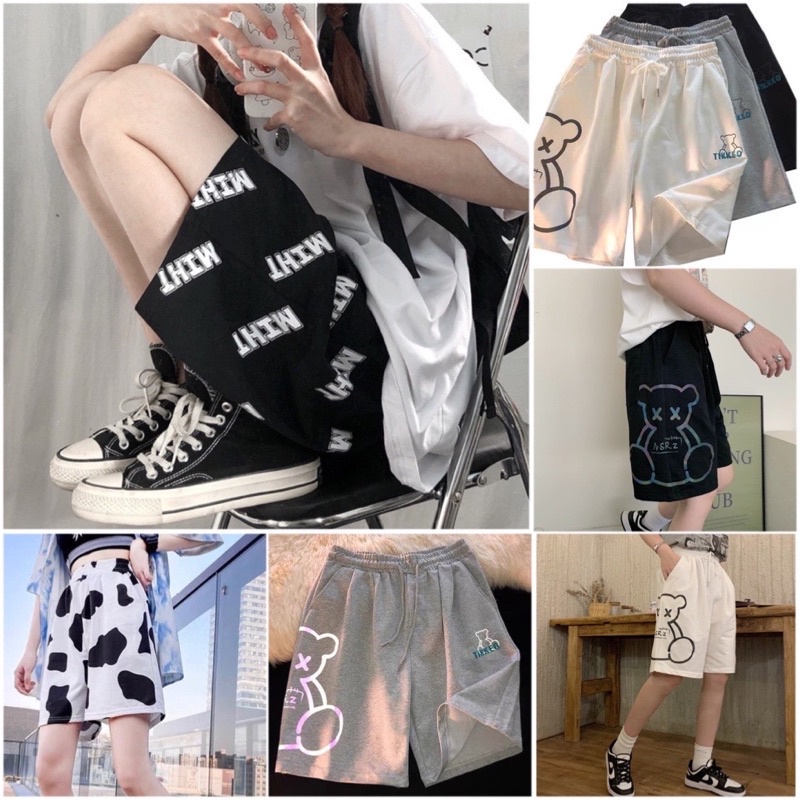 Quần Đùi Ngắn Ống Rộng Nam Nữ Unisex Rubystore,Quần Sooc Vải Lưng Thun In Hình Hoạ Tiết Hot | BigBuy360 - bigbuy360.vn