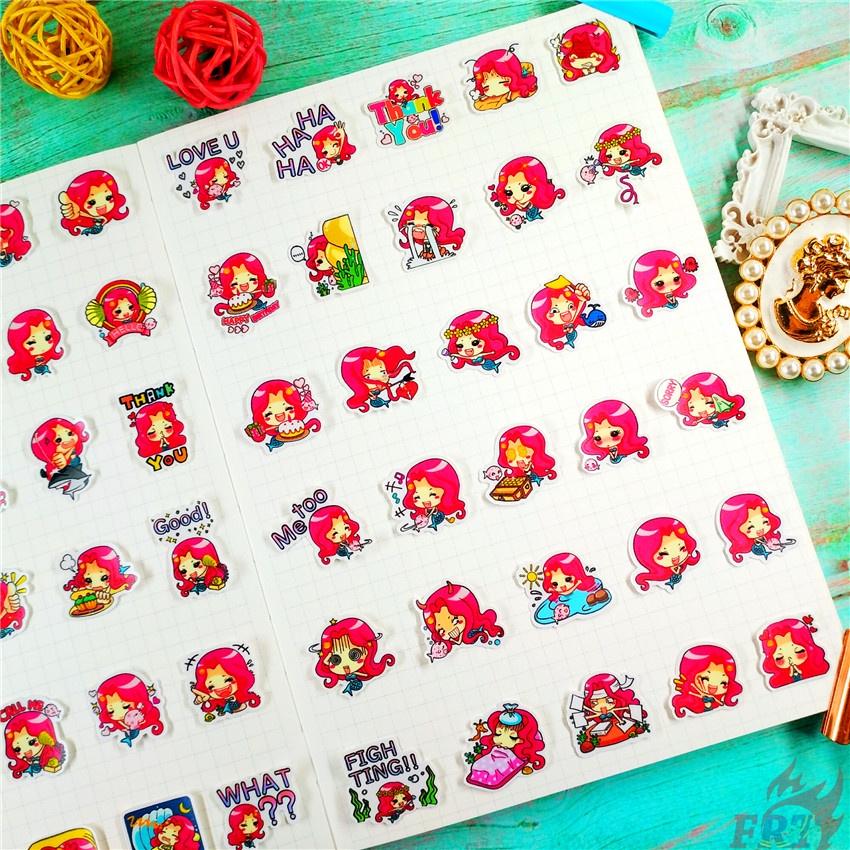 ★★★ Sticker Dán Trang Trí Nhật Ký Hình Nàng Tiên Cá Q-2 ★★★ 60 Miếng Dán Trang Trí Album Thời Trang (Size: 2~3cm)