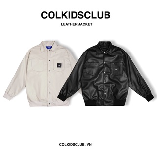 Áo khoác leather jacket cream