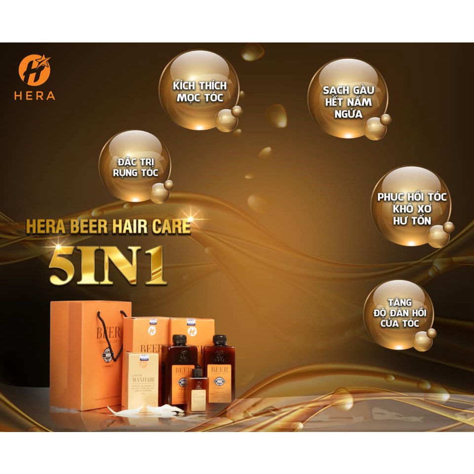 Combo Dầu gội men bia tươi Hera + dầu xả + dưỡng tóc Hera