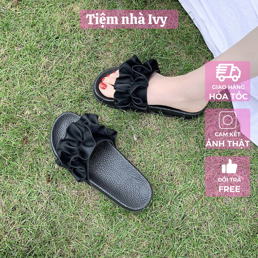 Dép Quai Ngang, Họa Tiết Nơ Xinh Xắn, Đế Xốp Êm Chân