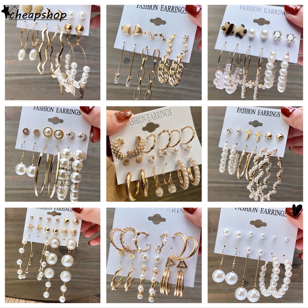 iF YOU Bông Tai Hình Bướm Đính Ngọc Trai Thời Trang