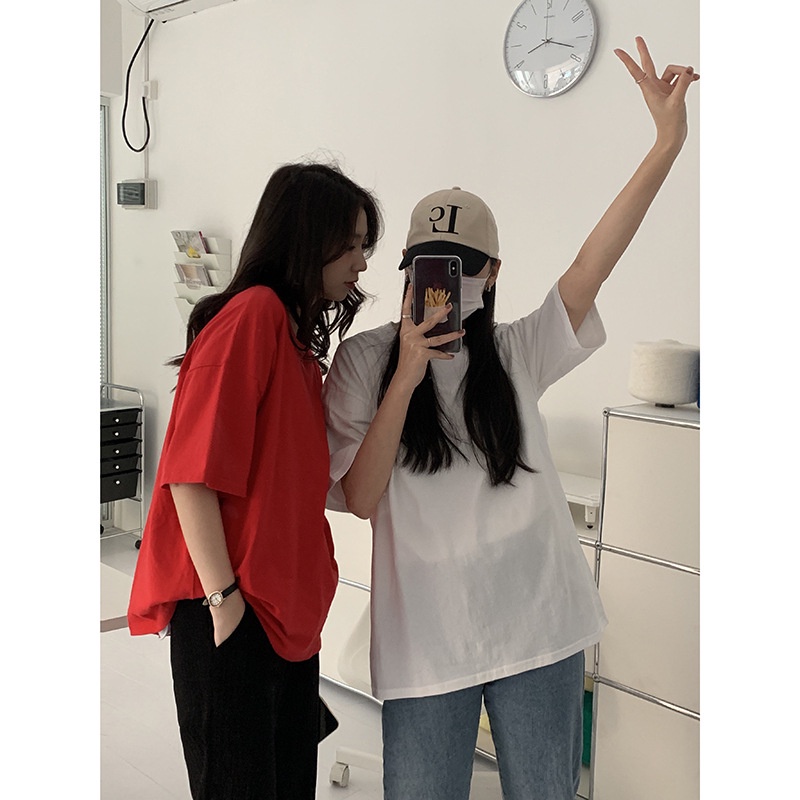 Áo Thun Nữ Trơn Form Rộng Ngắn Tay Phông Hàn Quốc Tay ngắn Cotton Cổ Tròn Ulzzang Thời Trang