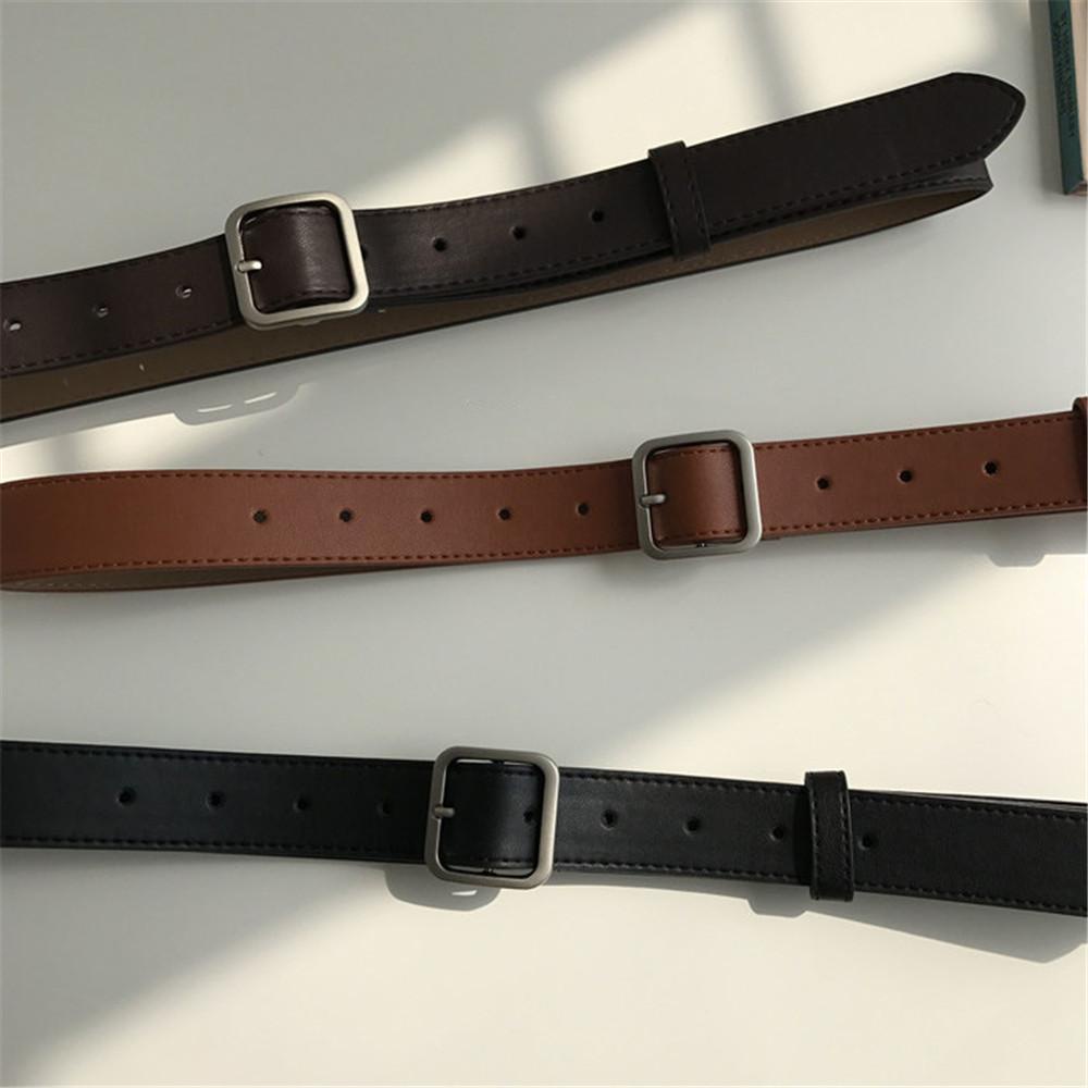 Thắt Lưng Bằng Da Có Khóa Vuông Phong Cách Vintage Sang Trọng Cho Nữ