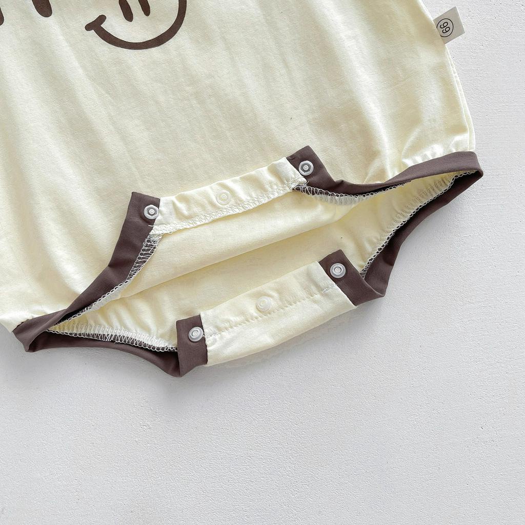 Áo Liền Quần Ngắn Tay In Chữ Chất Liệu Cotton Thời Trang Mùa Hè Dành Cho