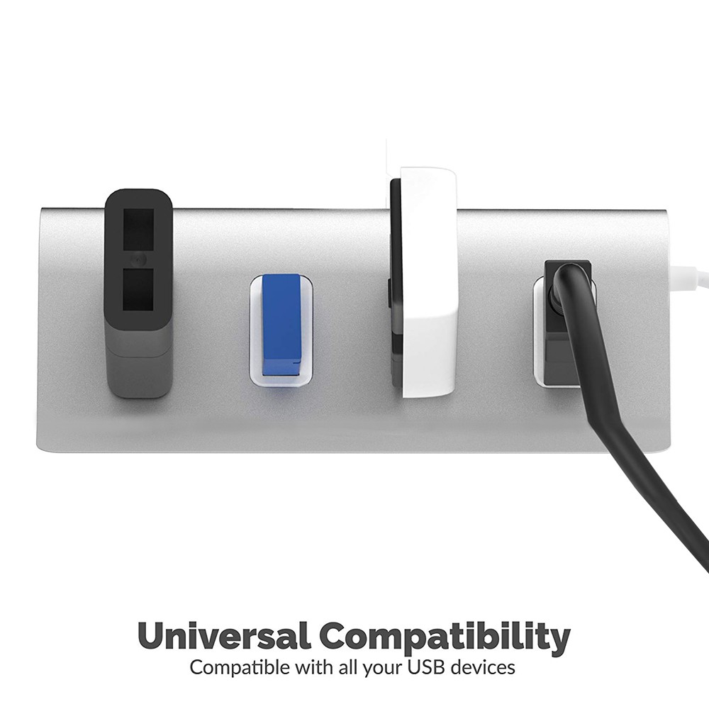 Bộ HUB Chia 4 Cổng USB Tốc Độ Cao Bằng Hợp Kim Nhôm Kèm Dây Cáp Cho Laptop Notebook PC