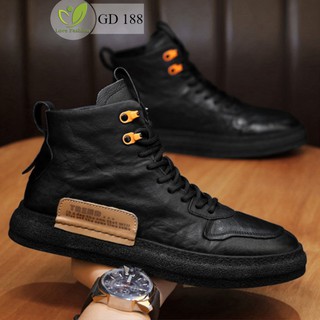 Giày da nam cao cổ màu đen buộc dây cao cấp nhập khẩu GD188