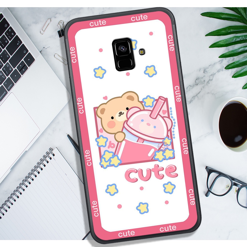 Ốp Lưng Samsung A5 2018 - A8 2018 - A6 2018 - J6 2018  , In Hình Gấu Cute, màu sắc bắt mắt.