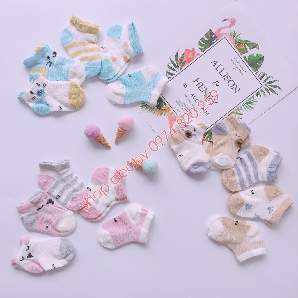 [Bán lẻ] 2 đôi tất lưới cổ ngắn kids sock cho bé trai bé gái từ 0-2.5 tuổi