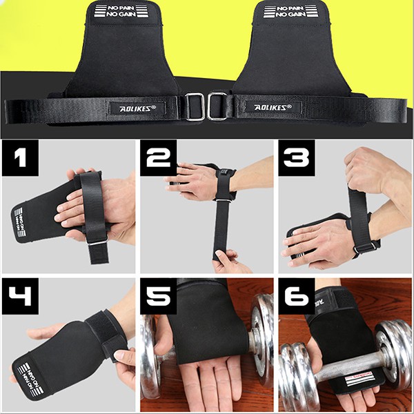 Găng Tay Tập GYM Lifting Grips Aolikes Pro Hở Mu Bàn Tay (1 Đôi)