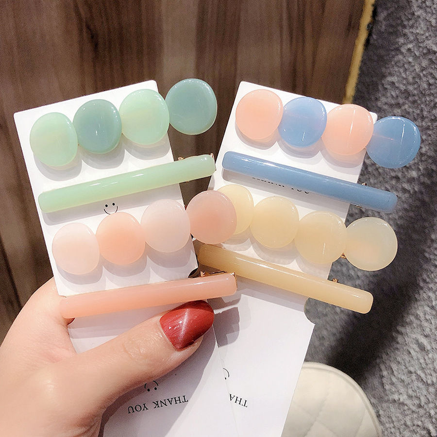 Bộ 2 Kẹp Tóc Thiết Kế Màu Sắc Ngọt Ngào Phong Cách Hàn Quốc