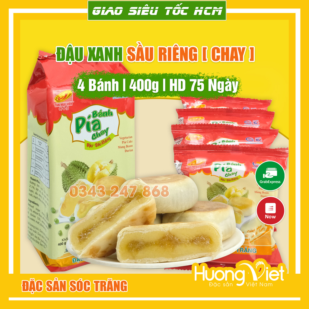 Bánh pía chay truyền thống Tân Huê Viên [ Combo 3 vị bánh pía Sóc Trăng không trứng  - ĂN CHAY]